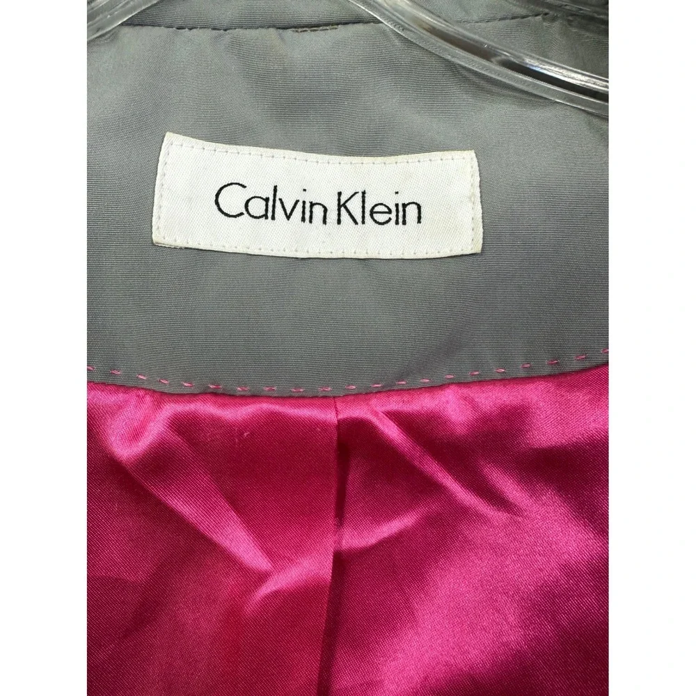 Calvin Klein‎ Women's Light Gray Double Breasted Belted Trench Coat size S Small